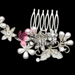 Tiara Ti032AA Argintie pentru mirese cu cristale si perle